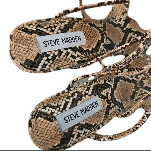 Steve Madden Womens Snakeskin Print Faux Snap Strappy Heel 9 - Picture 9 of 11